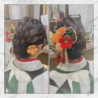 セミロング ヘアアレンジ ヘアセット/着付け 𓇼 松本 夏美𓇼のヘアスタイル