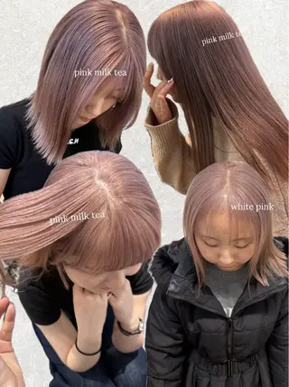 ミディアム カラー ミルクティー× グレージュMOMOのヘアスタイル