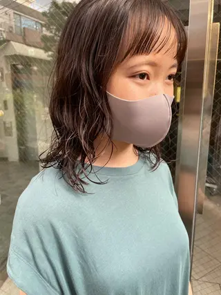 ミディアム パーマ ヘアアレンジ satsuki 暖色・ブラウンカラーのヘアスタイル