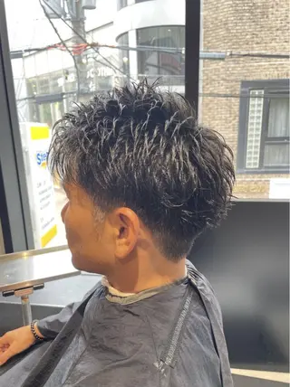 ショート メンズ メンズ毛流れパーマ/ センターパート/怜哉のヘアスタイル