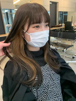 セミロング カラー 透明感/オリーブ/ グレージュ/YUKAのヘアスタイル