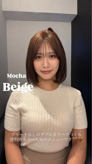 ミディアム カラー 艶感ワンホン color✨のヘアスタイル