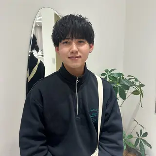 メンズ 赤み消し/オリーブ カーキ/福田れんのヘアスタイル