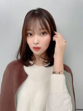 ミディアム カラー ヘアアレンジ 顔周りカット/髪質改 善/新宿/畑中稔里のヘアスタイル