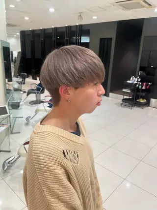 ショート カラー メンズ ブリーチ/暖色カラー 宮城陽日のヘアスタイル