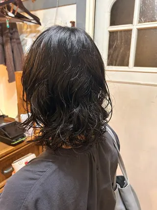 ミディアム パーマ 清水千優/パーマ/透 明感カラー/メンズのヘアスタイル