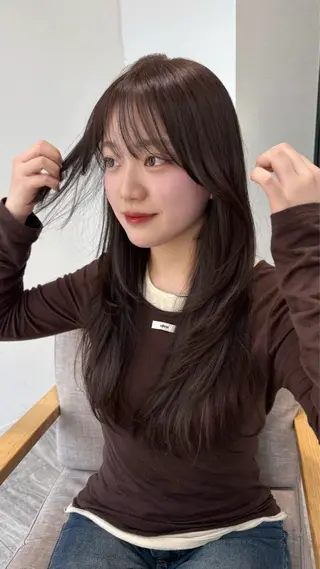 ロング カラー 似合わせ前髪／ 小顔カット🎀そうのヘアスタイル