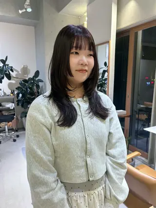 セミロング レイヤーカット/ツヤ 縮毛矯正/アチワのヘアスタイル