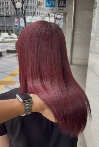 ロング カラー ハイライト、レイヤー カット/西梅田/中西のヘアスタイル