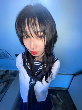 セミロング パーマ スパイラルパーマ 🌐hina⭐️のヘアスタイル