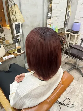 ミディアム カラー 艶髪/ハイトーン/ ヘアセット/モエノのヘアスタイル