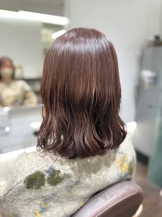 ミディアム コテ巻き風/ボブ パーマ🌼杉田 萌恵のヘアスタイル