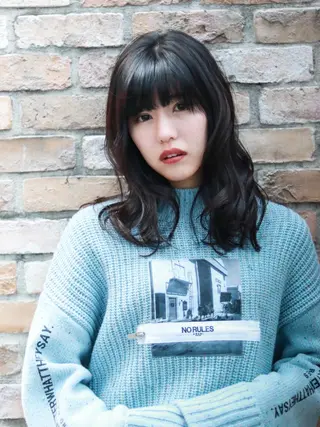 セミロング カラー ヘアアレンジ 森 海のヘアスタイル