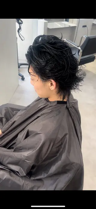 ロング パーマ メンズ 曲がる縮毛矯正 LIBER 岩名のヘアスタイル