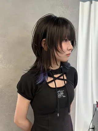 ミディアム カラー rilas博多所属・博多JYUI/ウルフ ハイトーン/デザインのヘアスタイル