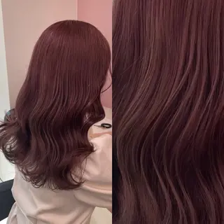 ロング カラー 💗愛され暖色💗 ピンク/レッド💗のヘアスタイル
