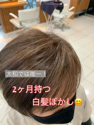 ミディアム カラー 白髪ぼかしハイライト 柳川拓哉のヘアスタイル