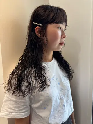 ミディアム パーマ 永田 愛莉のヘアスタイル