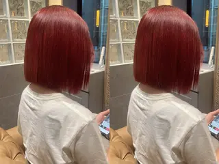 カラー ゆらんちょ/ブリーチ 無w/縮毛矯正/暖色のヘアスタイル