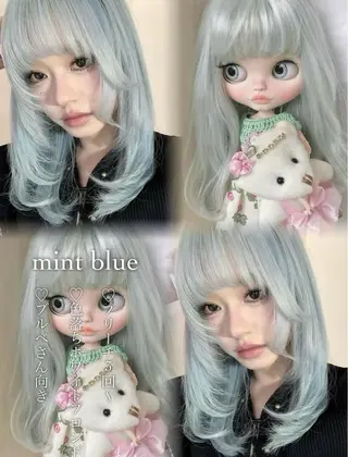 カラー 博多ブリーチ× 透明感/縮毛矯正のヘアスタイル