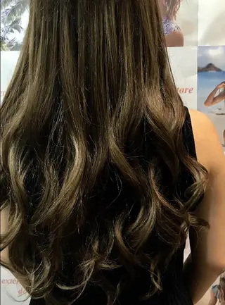 ロング パーマ チビ編み込みエクステ シールEXどぅ〜すのヘアスタイル