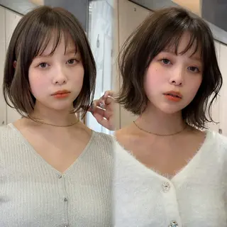 ミディアム カラー 🫧ボブ／縮毛矯正／ 韓国／ゆーな🫧のヘアスタイル