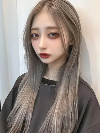 セミロング カラー ユイ☆ハイトーン ☆ブリーチデザインのヘアスタイル