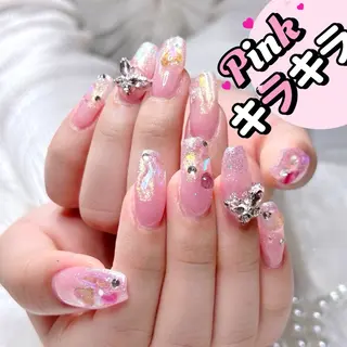 ネイル リボン、ガーリー パーツ放題専門店のネイルデザイン