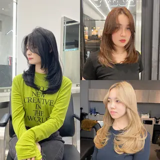 セミロング カラー レイヤー/艶カラー /韓国ヘア/高松のヘアスタイル