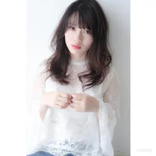 セミロング 店長/mao/ 前髪/顔周りカットのヘアスタイル