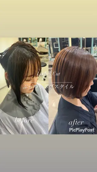 ショート 大人女性ぼかし メンズ強化🦙平作のヘアスタイル