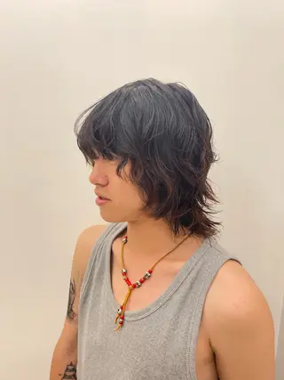 ミディアム パーマ メンズ 蜂須賀🐝縮毛矯正 ストレートパーマのヘアスタイル