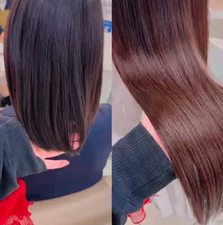 ミディアム 暖色カラー❤️横浜 エクステらん🦖のヘアスタイル