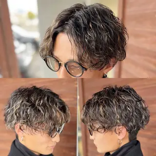 ショート カラー パーマ メンズ Aile所属・酸性ストレート／カラ ー/山下高明のヘアスタイル