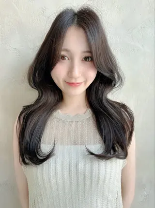 セミロング カラー パーマ 新宿✨顔周りカット 韓国ヘア/坂本亜裟海のヘアスタイル
