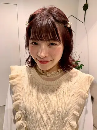 ミディアム カラー ピンクベージュ/新潟 万代/高橋桃葉🍑のヘアスタイル