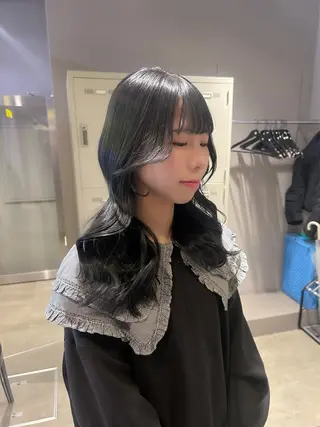 ロング カラー パーマ ヘアアレンジ メンズ キッズ ブリーチなしカラー/ ブラウン/レイヤーのヘアスタイル