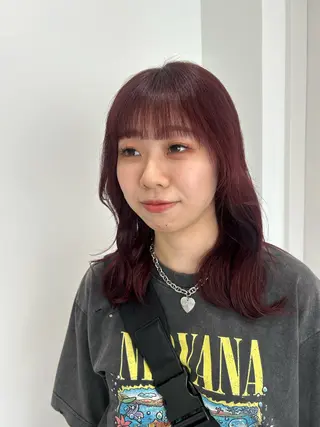 セミロング カラー 愛結 暖色カラー🎀🩰のヘアスタイル