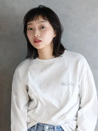 ミディアム 柔らかい透明感カラー 髪質改善/神戸のヘアスタイル