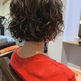 ショート カラー パーマ ヘアアレンジ パーマ/透明感カラー /ボブ/吉田一生のヘアスタイル