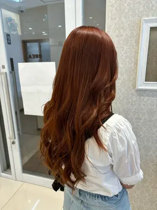ロング カラー ブリーチなしカラー/ 暖色カラー/艶カラーのヘアスタイル