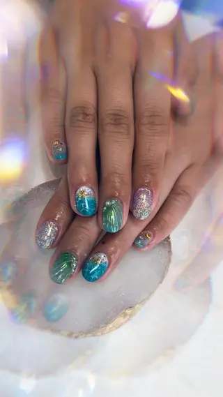 ミディアム カラー キッズ ネイル マツエク・マツパ 💎ビューティサロン 湘南　RIRAN💎のネイルデザイン