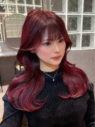 ロング カラー 🥇KEN /レイヤー/艶カラーのヘアスタイル