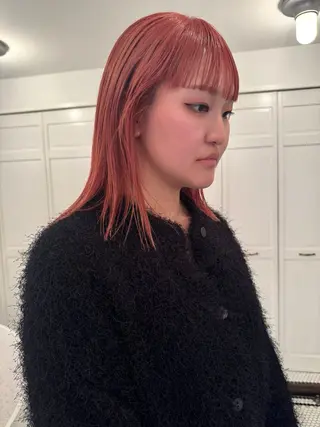 カラー ブリーチカラー🎀 韓国風/寺門美優のヘアスタイル