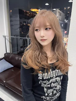 カラー セミロング i'll 髪質改善 淀屋橋 大阪【イル】所属・エクステ/ブリーチ tasukuのヘアスタイル