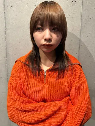 ミディアム カラー 似合わせウルフ/ レイヤー/山本祐輔のヘアスタイル