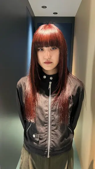 ロング カラー ヘアアレンジ デザインカラー 原宿/キシタのヘアスタイル