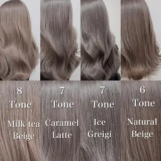 セミロング グレージュ 透明感 ブリーチなし田島晃汰のヘアスタイル