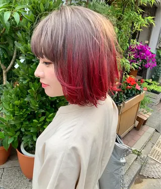 ミディアム カラー ピンクベージュ/新潟 万代/高橋桃葉🍑のヘアスタイル