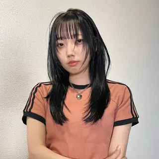 セミロング カラー No1韓国風レイヤー &カチモリ✨ /サキのヘアスタイル